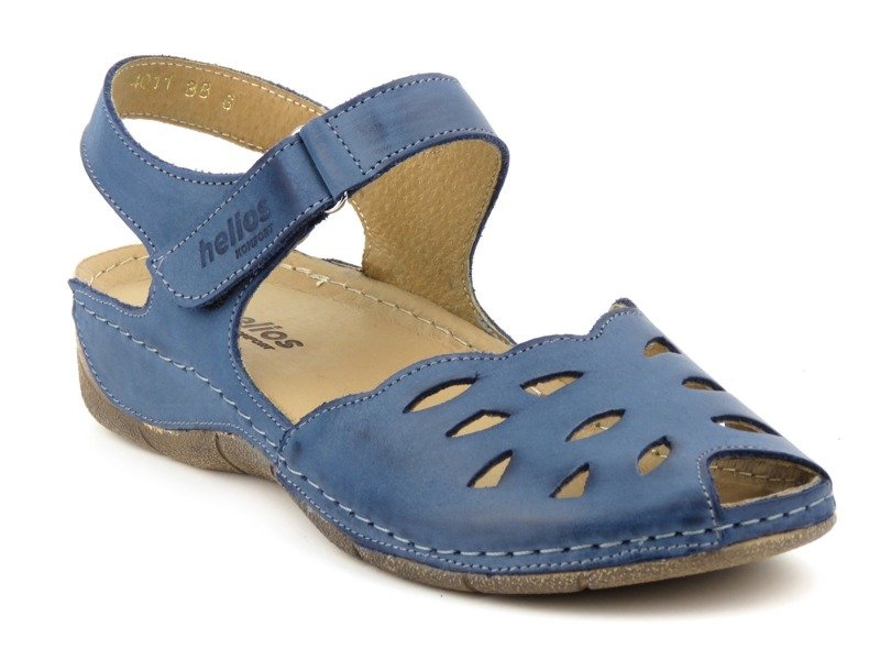 Dámské sandály s prolamovaným svrškem - HELIOS Komfort 4011, tmavě modrá