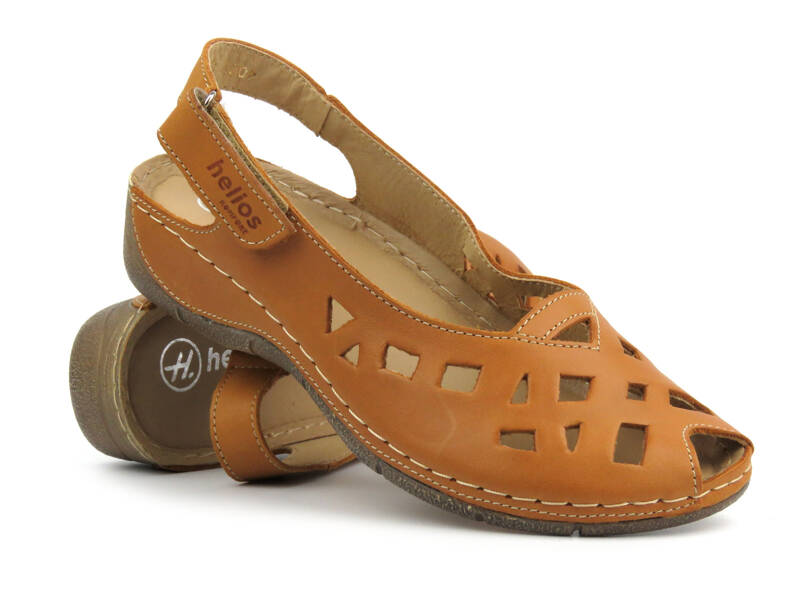Dámské sandály z přírodní kůže - HELIOS Komfort 4027, světle hnědé