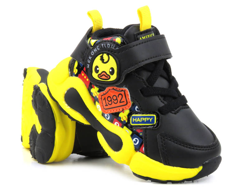 Dětská sportovní obuv se silnou podrážkou - AMERICAN CLUB BD 17/21 černá a žlutá