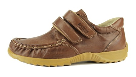 Dětské kožené boty na suchý zip - Helios 426, hnědá