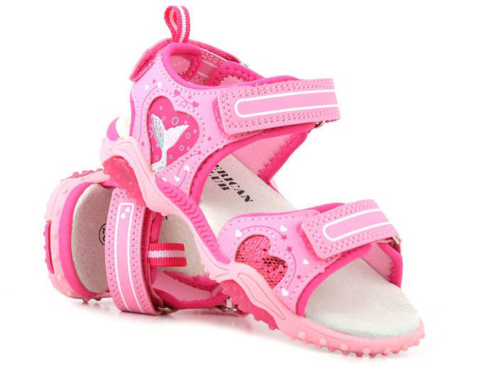 Dětské sandály s lesklou podrážkou - AMERICAN CLUB HL79/23, růžové