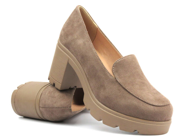 Elegantní dámské boty na kostce - Potocki 24-12040, khaki