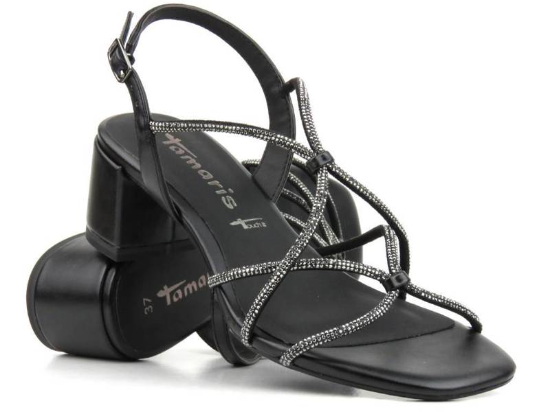 Elegantní dámské sandály na vysokém podpatku - Tamaris 28236, černé