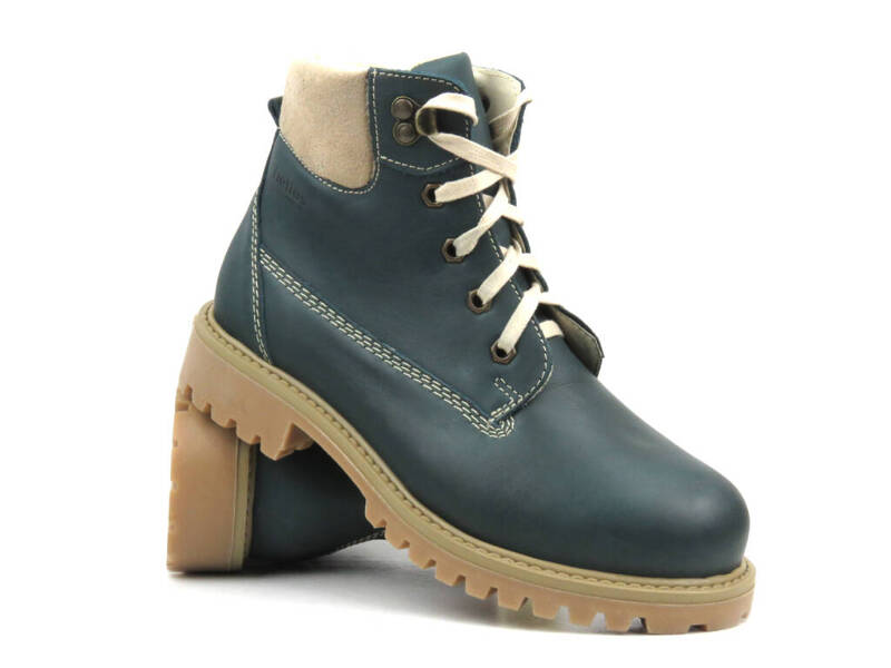Kožené boty, dámské sněhule s vlnou - HELIOS Komfort 555, zelené