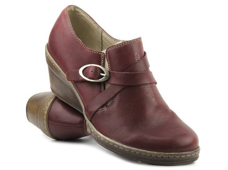 Kožené dámské boty na klínku HELIOS KOMFORT 664, třešeň
