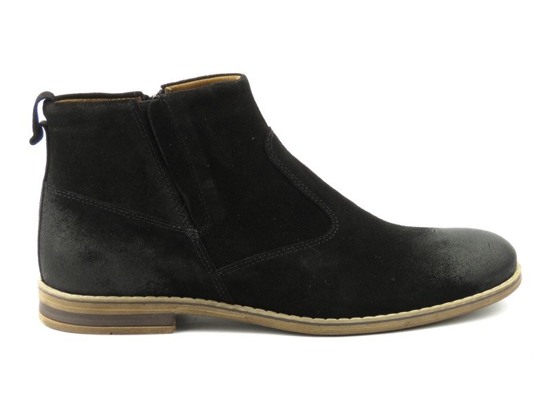 Kožené pánské kotníkové boty na zip - Riko 859, černé
