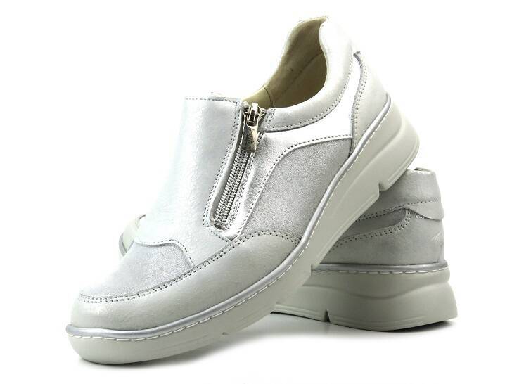 Lehká pohodlná dámská obuv na zip - Helios Komfort 391, stříbrná