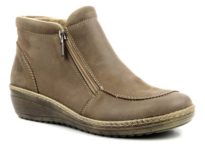 Lehké pohodlné dámské kotníkové boty na zip - HELIOS Komfort 516, tmavě béžová