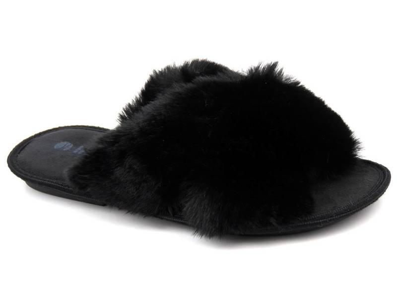 Měkké dámské pantofle s kožíškem - INBLU 68-6D, černé