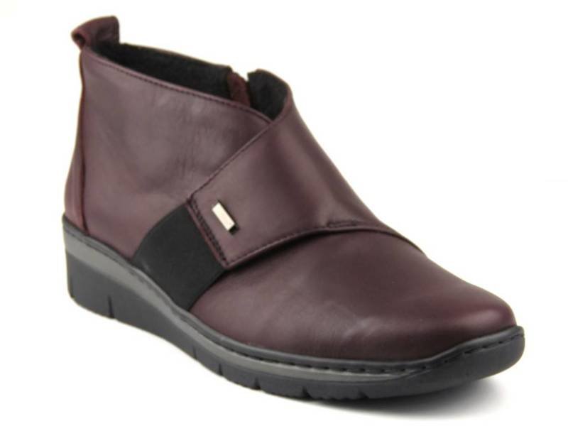 Pohodlné dámské kotníkové boty na zip - HELIOS Komfort 574, třešeň
