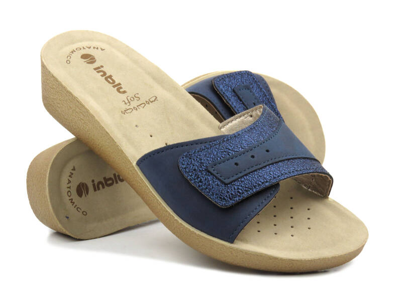 Pohodlné dámské pantofle na suchý zip - INBLU 21, tmavě modrá