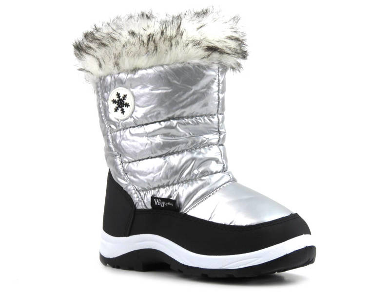 Sněhule, teplé dětské zimní boty - WOJTYŁKO 23036, stříbrné