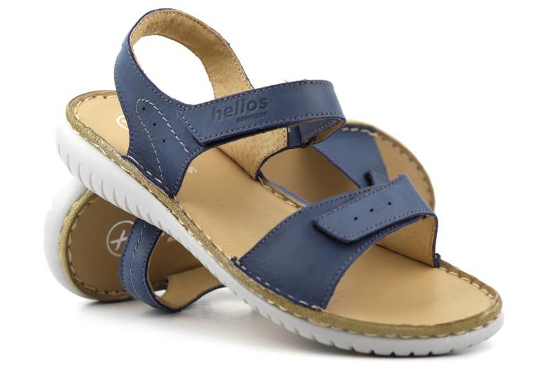 Sportovní dámské kožené sandály - HELIOS Komfort 272, tmavě modrá
