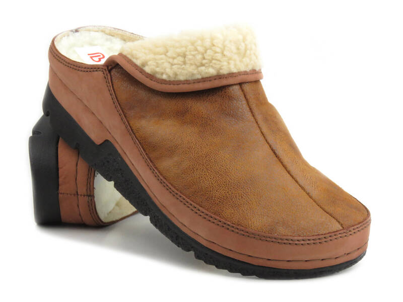 Teplé dámské kožené pantofle - BERKEMANN 01152-423 Remonda, hnědé