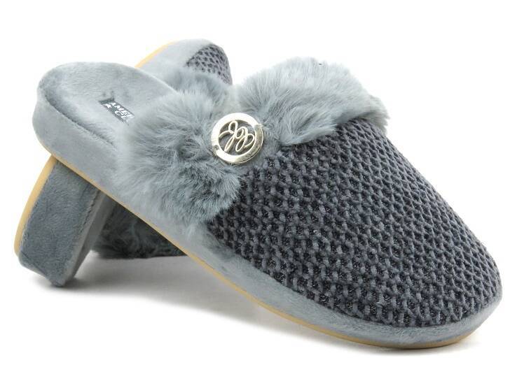 Teplé dámské pantofle - American Club SL06/23 šedé