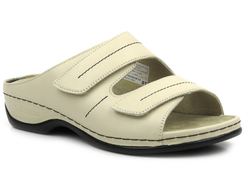 Vysoce kvalitní dámské pantofle na suchý zip - BERKEMANN 01002-109, béžové