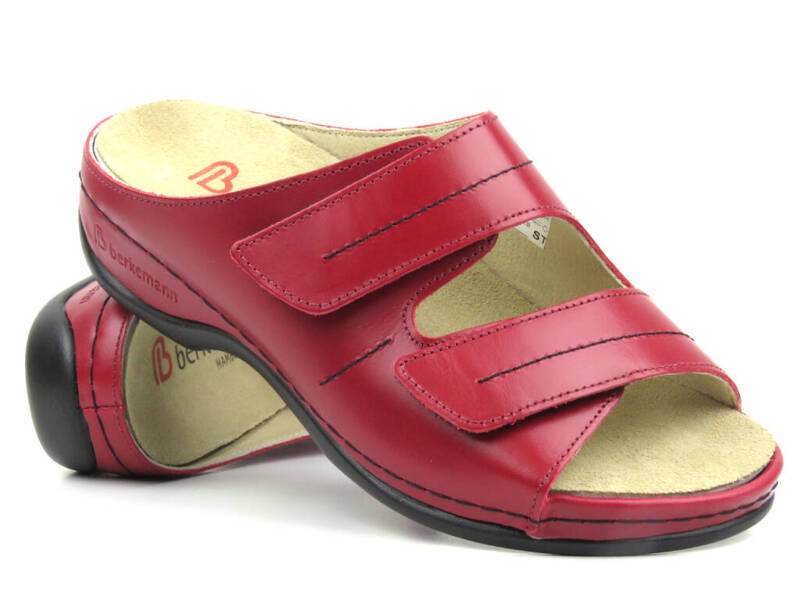 Vysoce kvalitní dámské pantofle na suchý zip - BERKEMANN 01002-277, červené