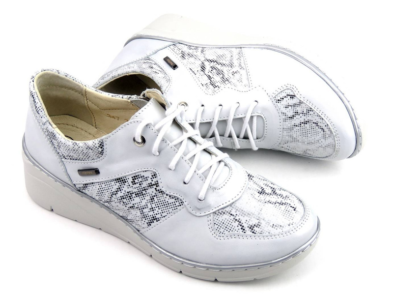 Dámské tenisky se zipem a šněrováním - Helios Komfort 347, stříbrné 2