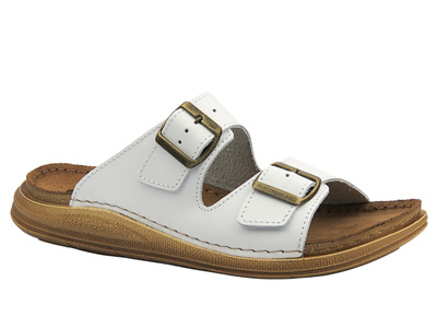 Pánské pantofle s přezkami bílé INBLU VE-01KU