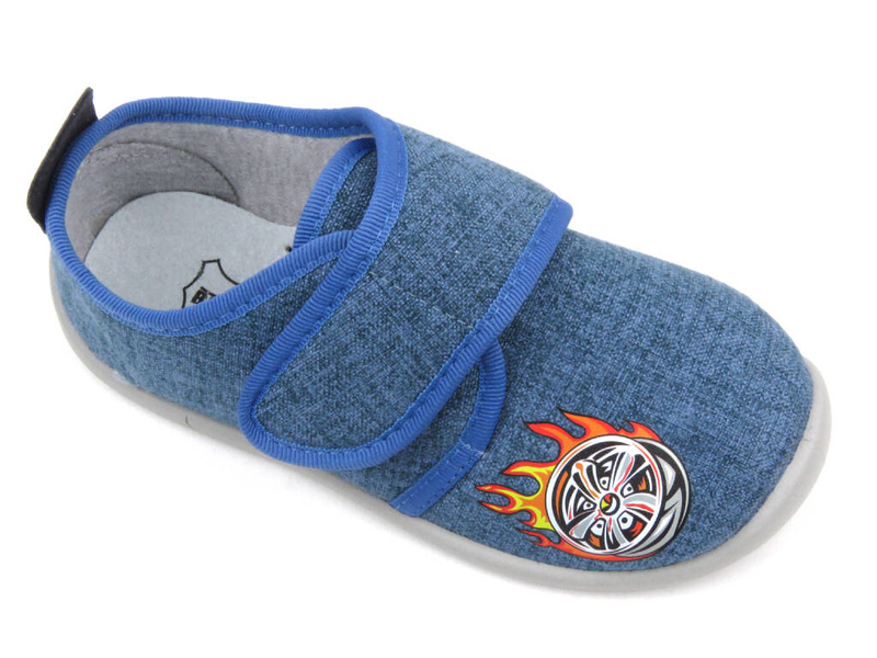 Teplé pantofle, dětské boty na suchý zip - BEFADO 902Y019, tmavě modrá