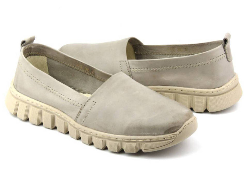 Kožené boty, dámské mokasíny na jaro a léto - HELIOS Komfort 405, šedá