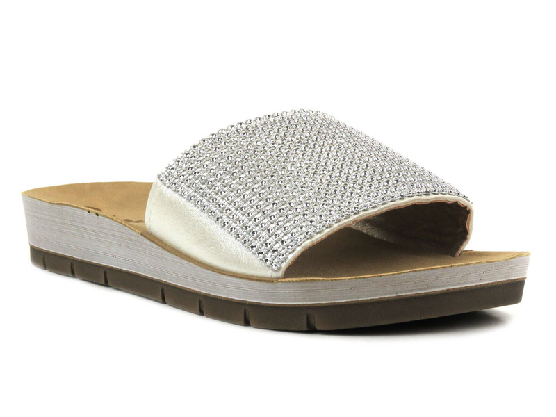 Dámské žabky se zdobeným svrškem - INBLU Brilla, stříbrné