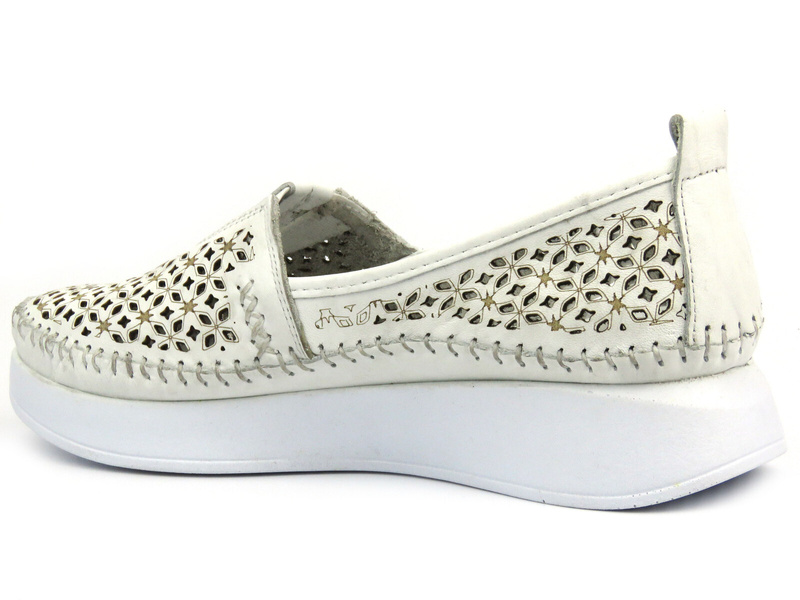 Skórzane półbuty damskie - HELIOS Komfort 791, jasnoszare