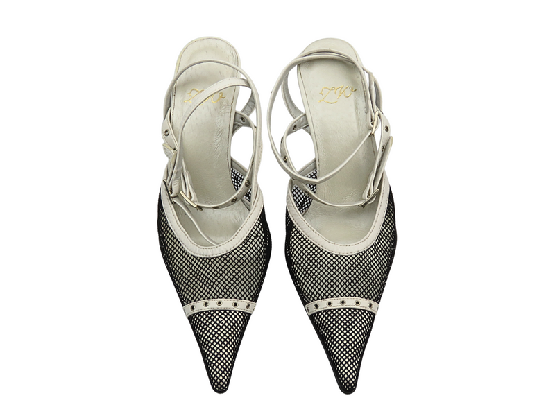 Čeština – Dámské lodičky na podpatku s průsvitnou síťovinou – Zygmunt 290 bílé