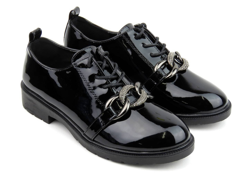 Dámské patentky s ozdobným řetízkem - S.BARSKI HY05-323A, černá