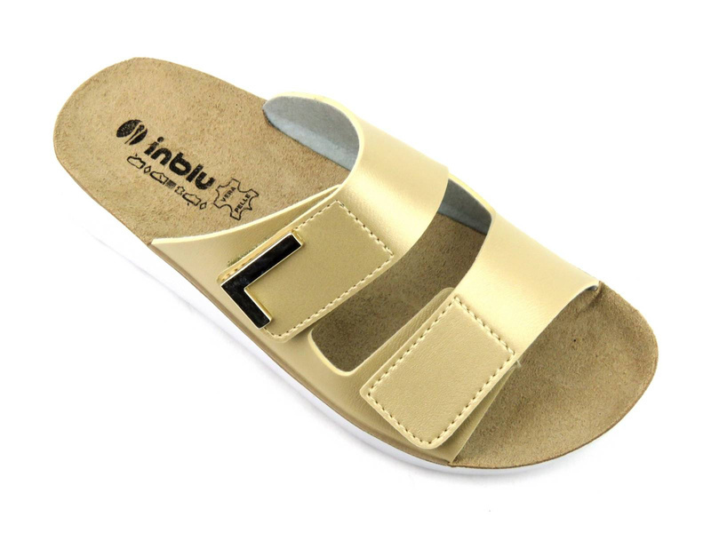 Pohodlné dámské pantofle na suchý zip - Inblu AG-06, zlaté