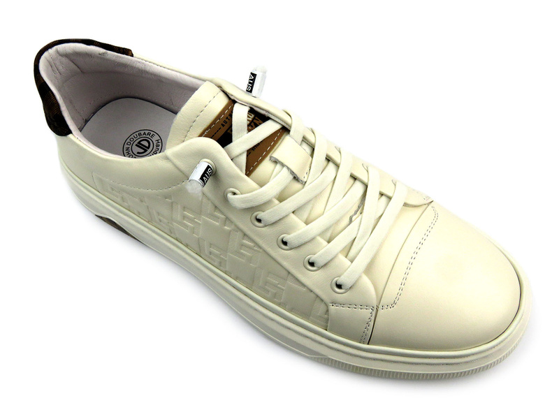 Skórzane sneakersy męskie - JOHN DOUBARE A921-1, czarne