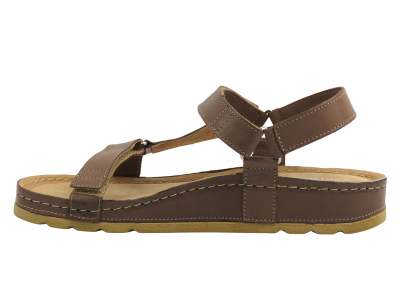 Kožené dámské sandály hnědé Nika Komfort 1056