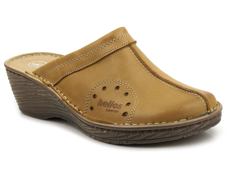Pohodlné dámské sandály na klínku - HELIOS Komfort 624, světle hnědé 2