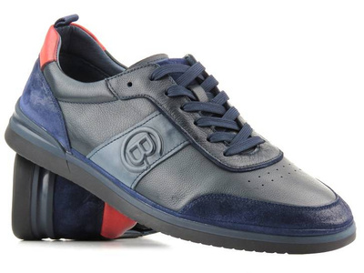 Pánské kožené sportovní boty - JOHN DOUBARE QA537WIA-AB59, tmavě modrá