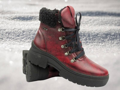 Pohodlné dámské kožené boty Helios Comfort 583, červená 