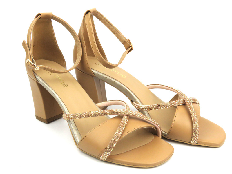 Dámské sandály na vysokém podpatku - UNCOME 38505, hnědé