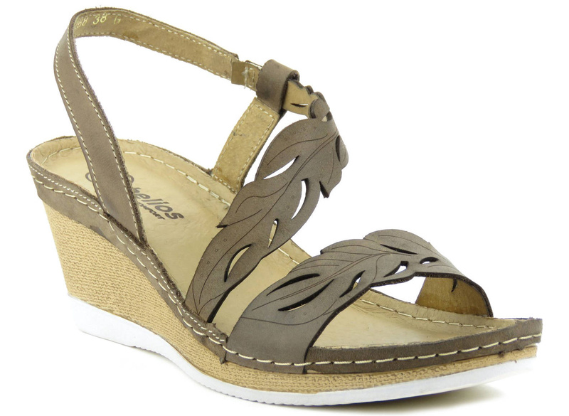 Kožené dámské sandály na klínku - HELIOS Komfort 268