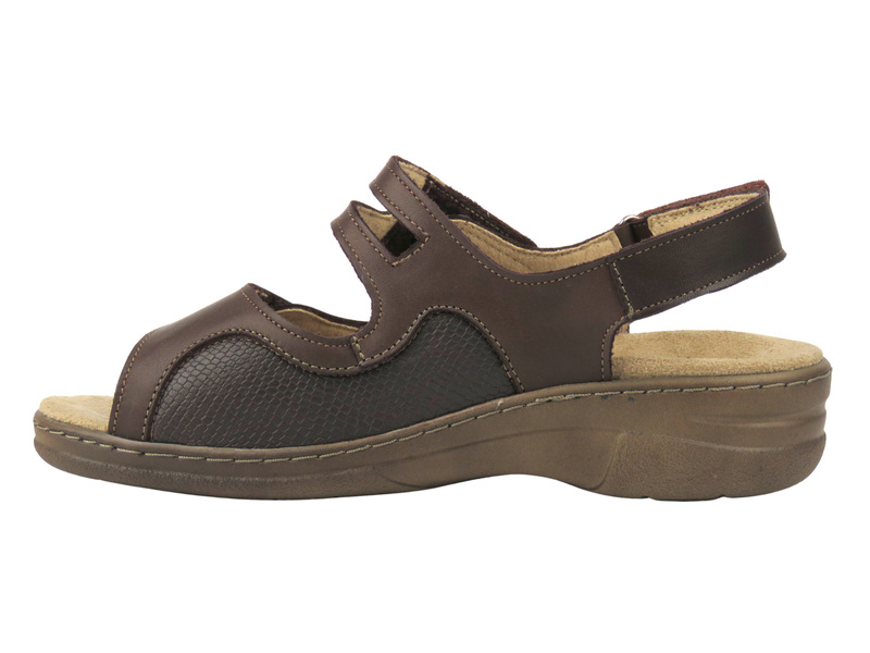 Dámské kožené sandály - HELIOS Comfort 172 tmavě hnědé