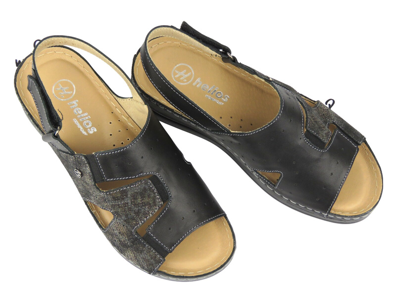 Dámské černé kožené sandály HELIOS Comfort 165