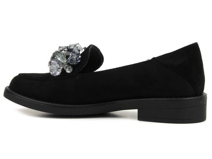 Elegantní semišové dámské boty a mokasíny - Potocki 23-12043BK, černé