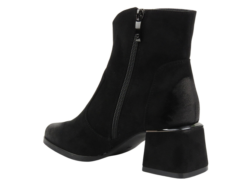 Prolamované kotníkové boty na jemném podpatku - Potocki 24-12356, černé