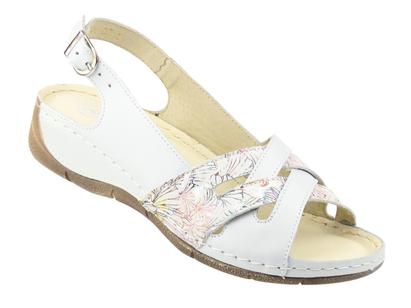 Dámské kožené sandály Helios Comfort 134, stříbrné