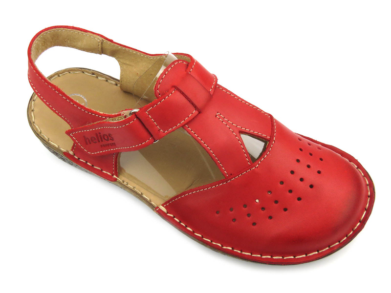 Dámské kožené sandály červené Helios Komfort 128