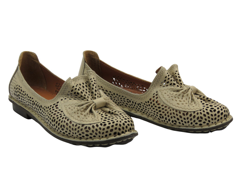 Prolamované boty, dámské mokasíny - Comfortabel 830036-09, béžové