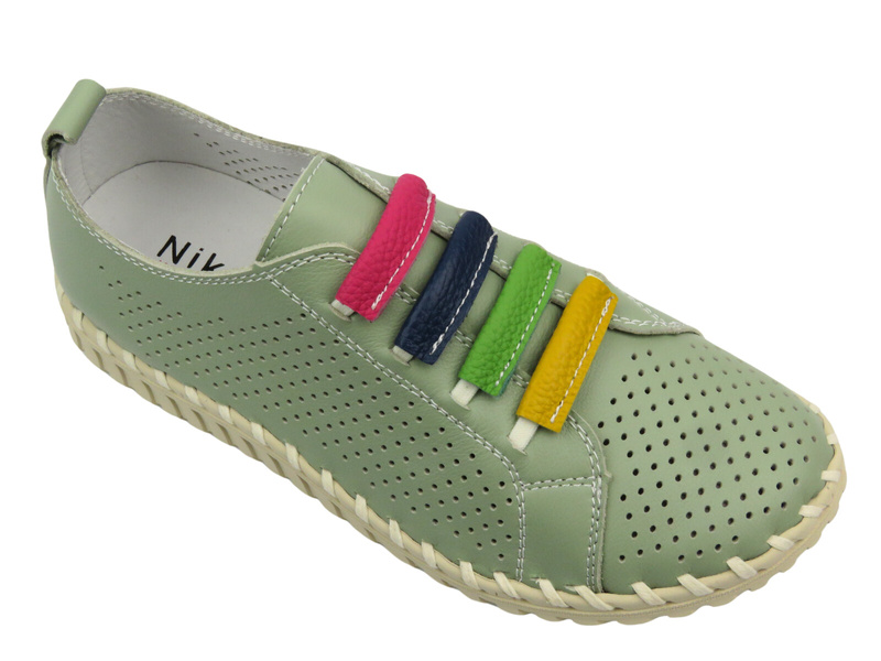 Dámské kožené polobotky - Nika Komfort H-260, zelené