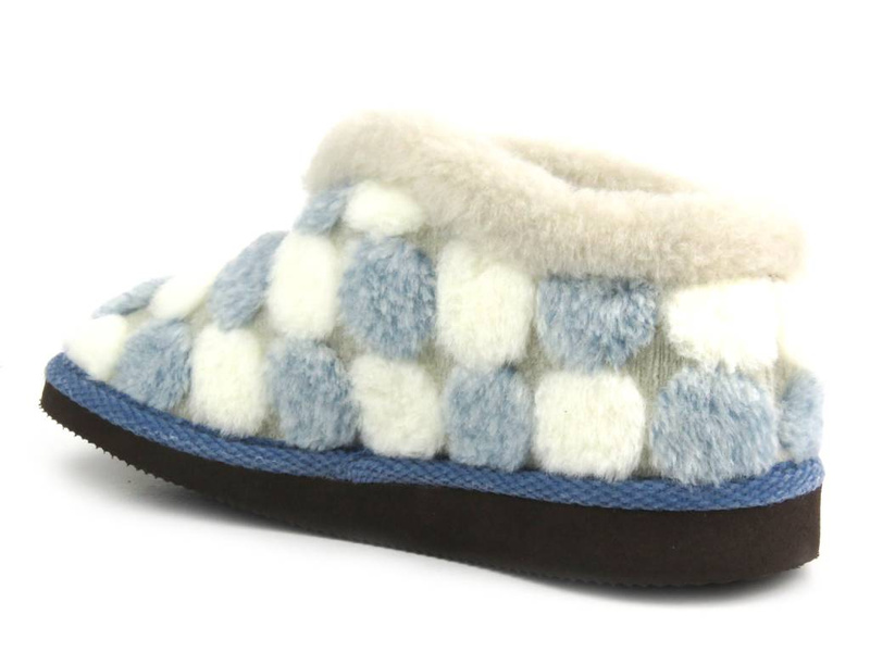 Teplé dámské pantofle - MANITU 340049-55, béžové a modré