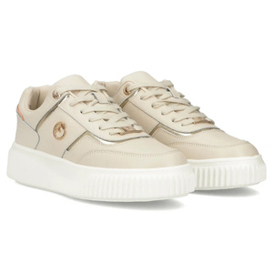 Kožené dámské sneakersy na platformě - Filippo DP6727/25, béžové 