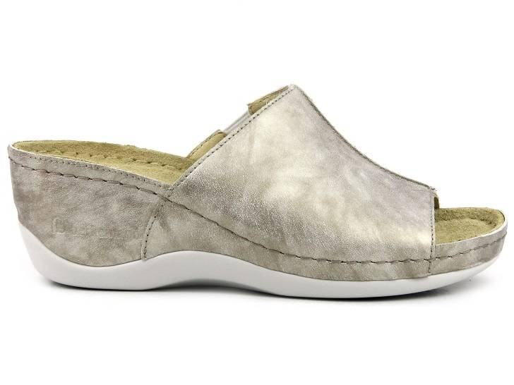 Pohodlné dámské pantofle bez špičky - Berkemann Candela 01750, stříbrné