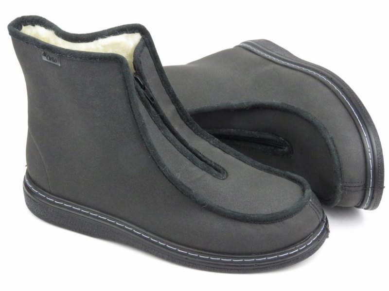 Vysoké, teplé pánské pantofle se zipem - Dr Orto 996M008, šedé