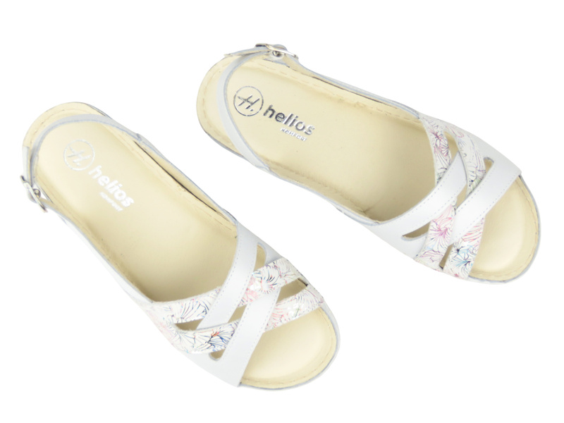 Dámské kožené sandály Helios Comfort 134, stříbrné